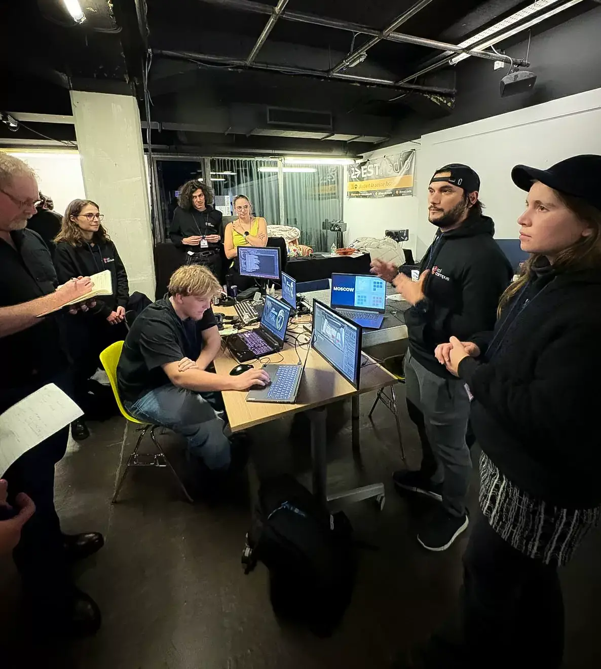 The team presenting the game to the jury